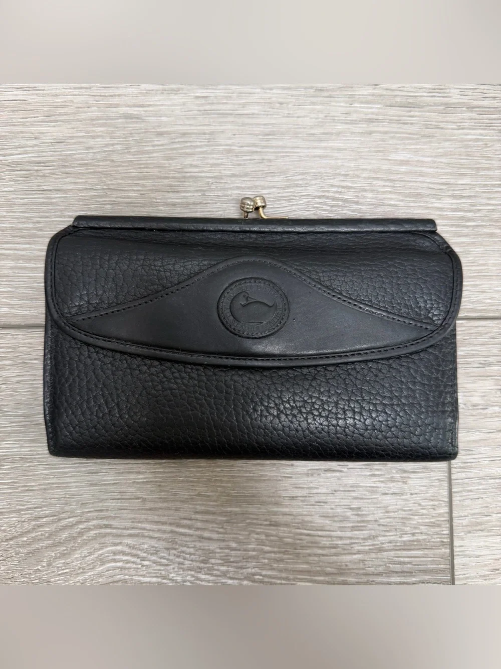 DOONEY & BOURKE VINTAGE PEBBLED ALL WEATHER LEATHER AWL WALLET ORGANIZER BLACK